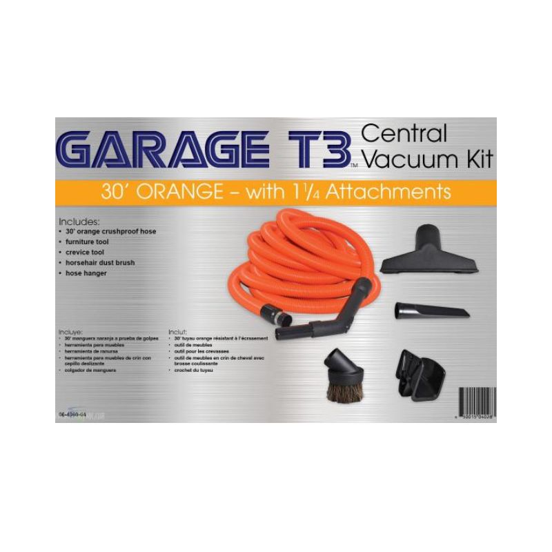 30ft Central Vacuum Hose for Garage & Utility Cleaning