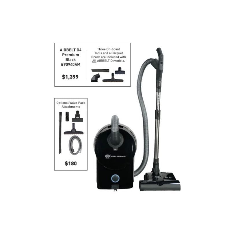 SEBO D4 Onyx Canister Vacuum - Premium Cleaning Power