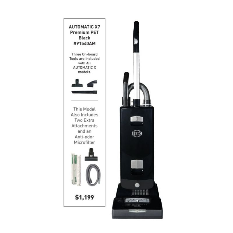 SEBO X7 Onyx Upright Vacuum for Pet Hair